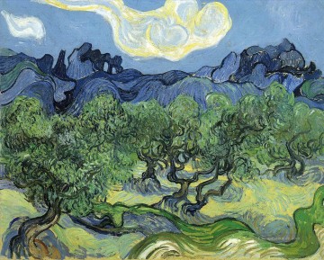 Das Alpilles mit Olivenbäumen im Vordergrund Vincent van Gogh Ölgemälde
